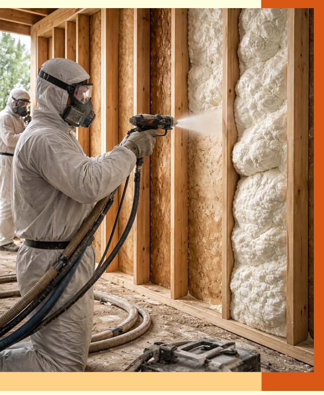 Утепление каркасного дома ППУ в щербинке от 2851 руб./м2 — работа под ключ | ТепломастерЩрб