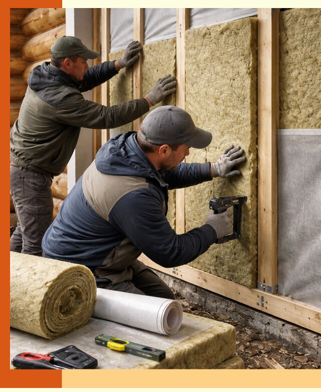 Утепление бревенчатого дома под ключ в щербинке