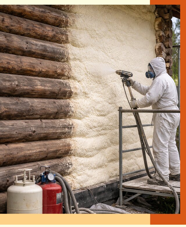 Утепление бревенчатого дома ППУ в щербинке под ключ от 6364 руб. | ТепломастерЩрб