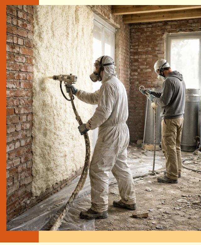 Утепление кирпичного дома пенополиуретаном в щербинке