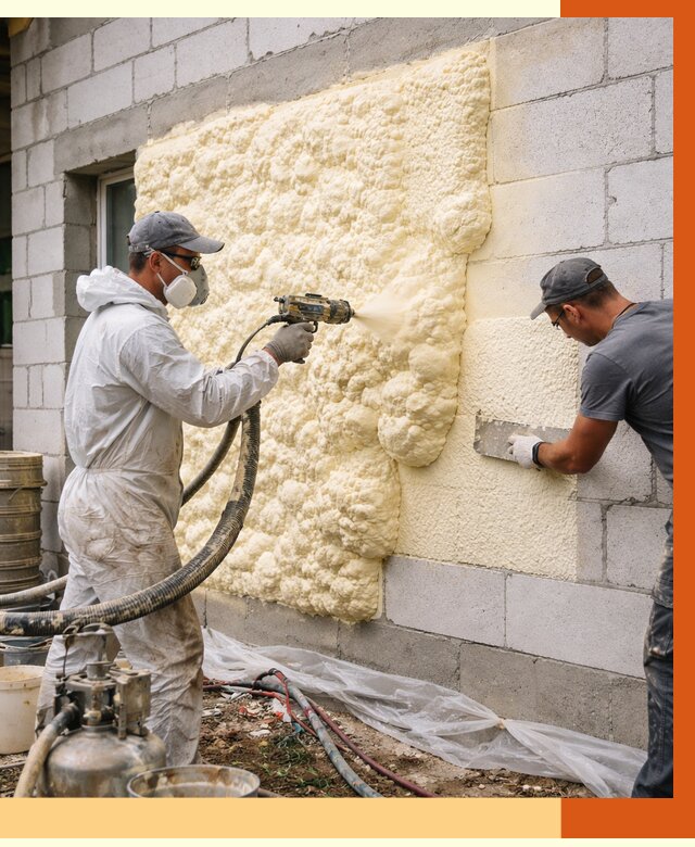 Утепление дома из газобетона ППУ в щербинке от 4887 руб./м² под ключ | ТепломастерЩрб