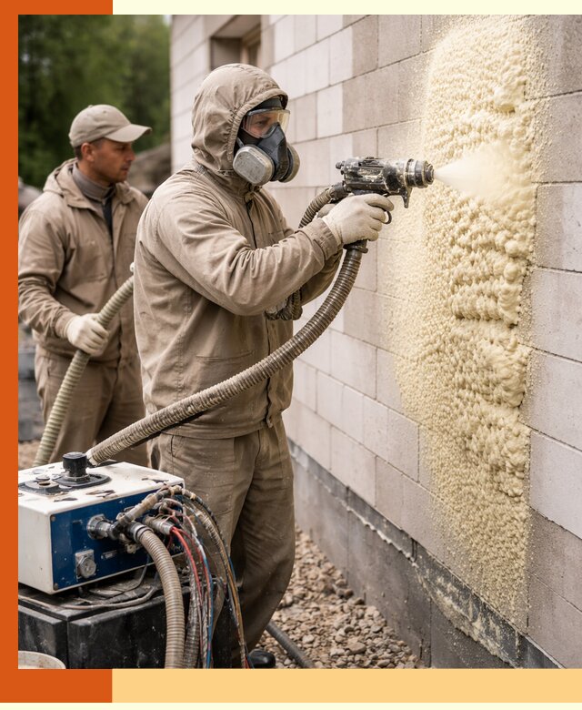 Утепление дома из газобетона ППУ в щербинке — надежная теплоизоляция