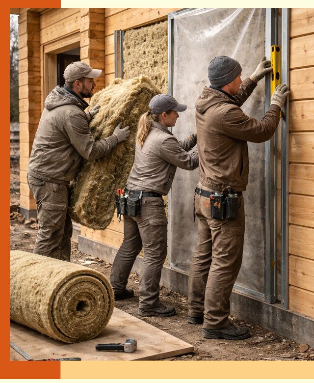 Утепление дома из двойного бруса в щербинке качественно и надёжно