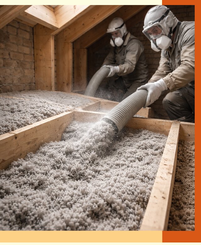 Утепление коттеджа эковатой в щербинке от 2546 руб./м² — комплексная задувка и монтаж | ТепломастерЩрб