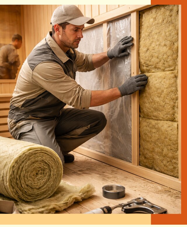 Утепление сауны изнутри в щербинке от 6618 руб. за м2 | ППУ, под ключ — ТепломастерЩрб