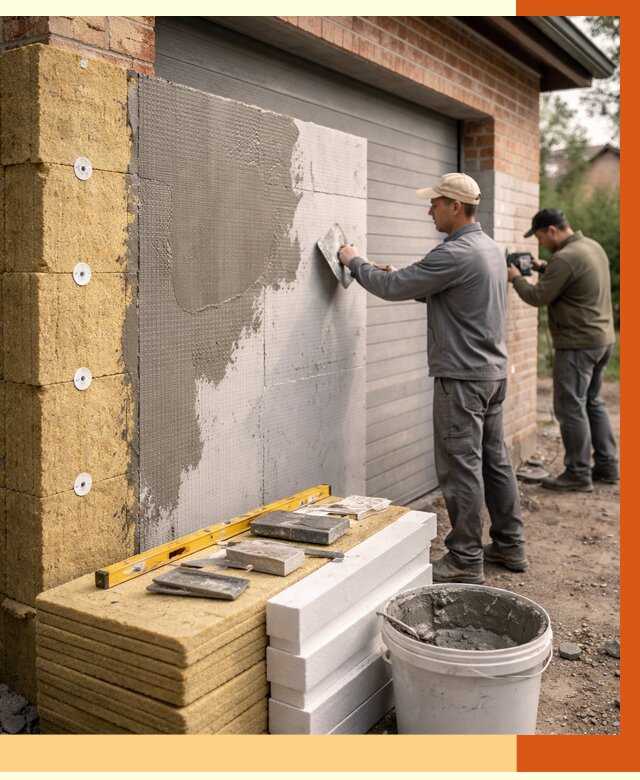 Утепление гаража снаружи в щербинке от 4276 руб. за м2 — наружное утепление под ключ | ТепломастерЩрб