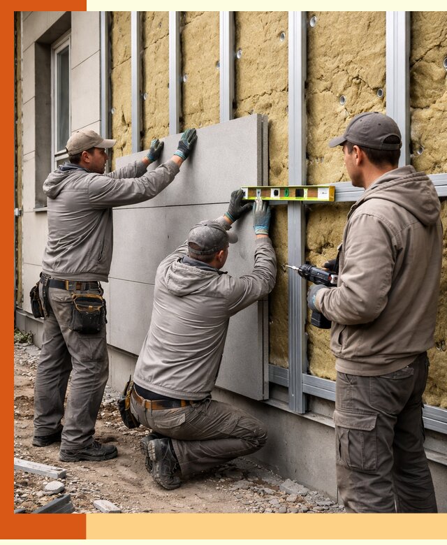 Утепление вентилируемого фасада под ключ в щербинке