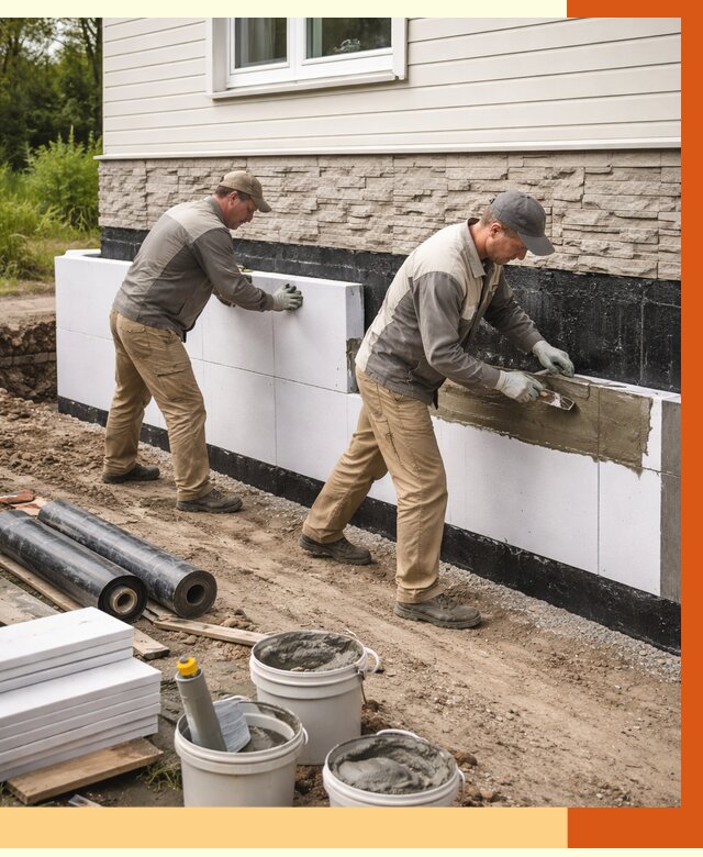 Утепление фундамента снаружи в щербинке от 4276 руб. за м² | ТепломастерЩрб