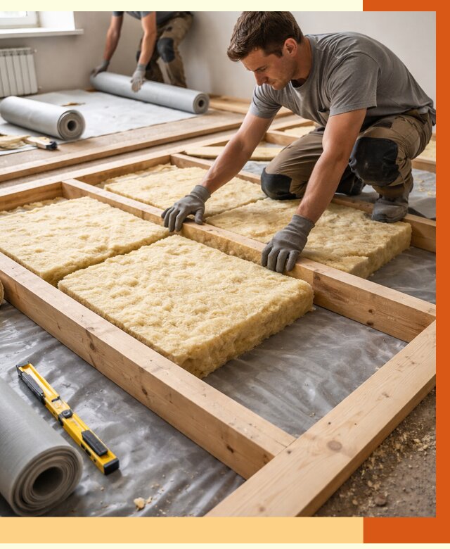 Утепление деревянного пола в щербинке от 1527 руб./м2 под ключ | ТепломастерЩрб