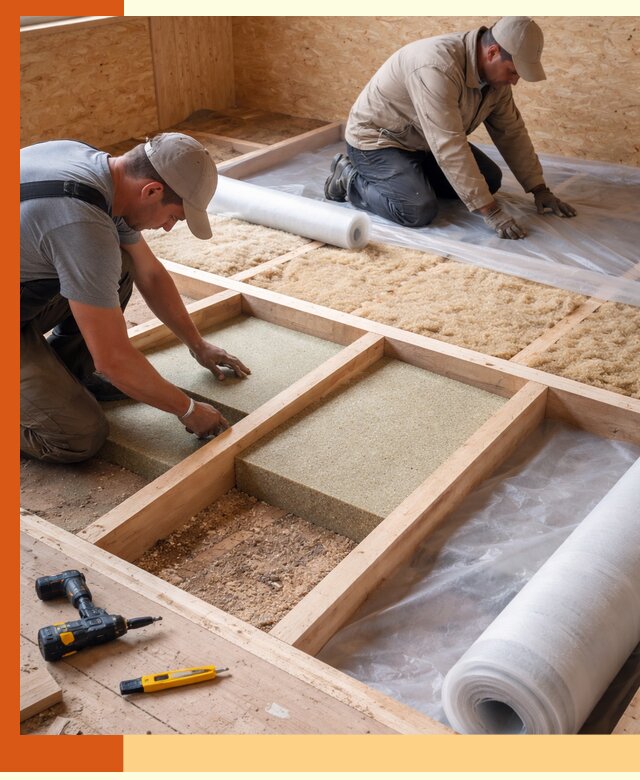 Профессиональное утепление деревянного пола в щербинке