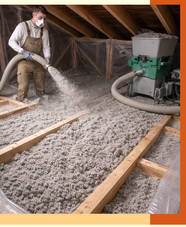 Утепление чердака эковатой в щербинке от 1476 руб/м2 — заказать у ТепломастерЩрб