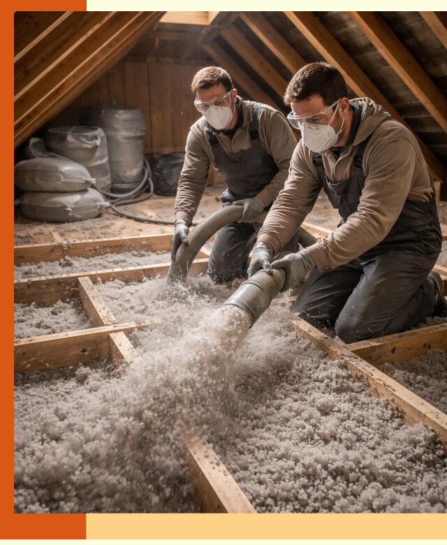 Утепление чердака эковатой в щербинке — быстро и надёжно