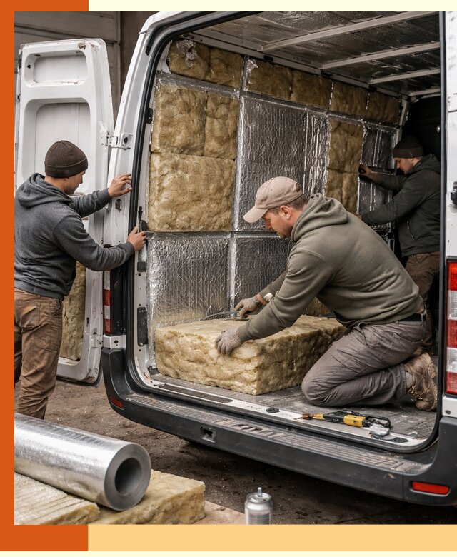Утепление фургона в щербинке: профессиональная теплоизоляция и шумоизоляция