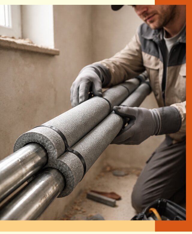 Утепление труб отопления в щербинке от 2902 руб. за м² — услуги под ключ | ТепломастерЩрб