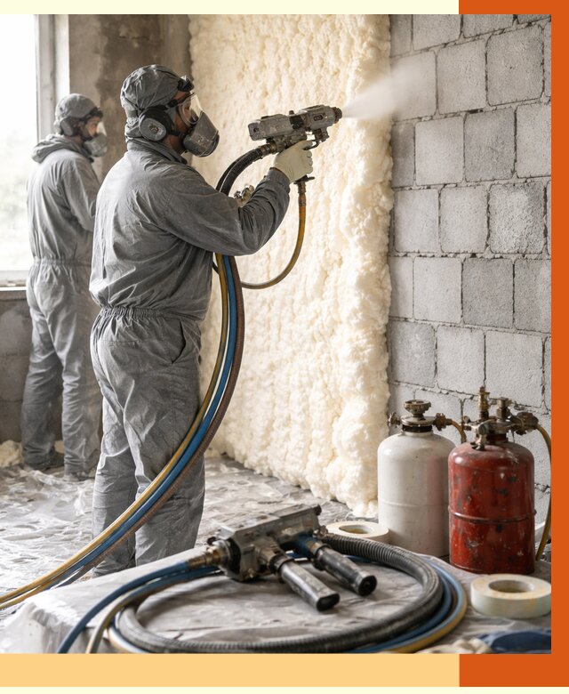 Утепление блочной стены ППУ в щербинке от 4327 руб./м² — ТепломастерЩрб