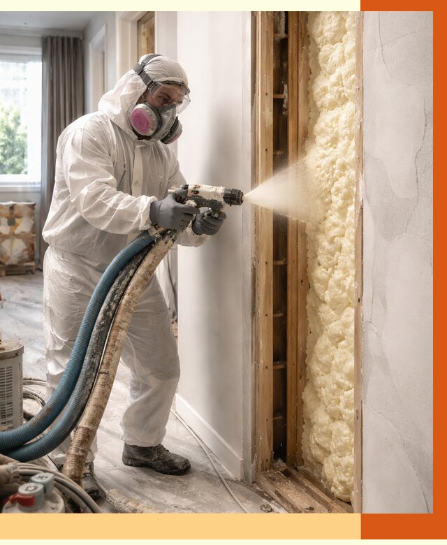 Межстеновое утепление ППУ в щербинке от 2800 руб/м2 — межстенное утепление под ключ | ТепломастерЩрб