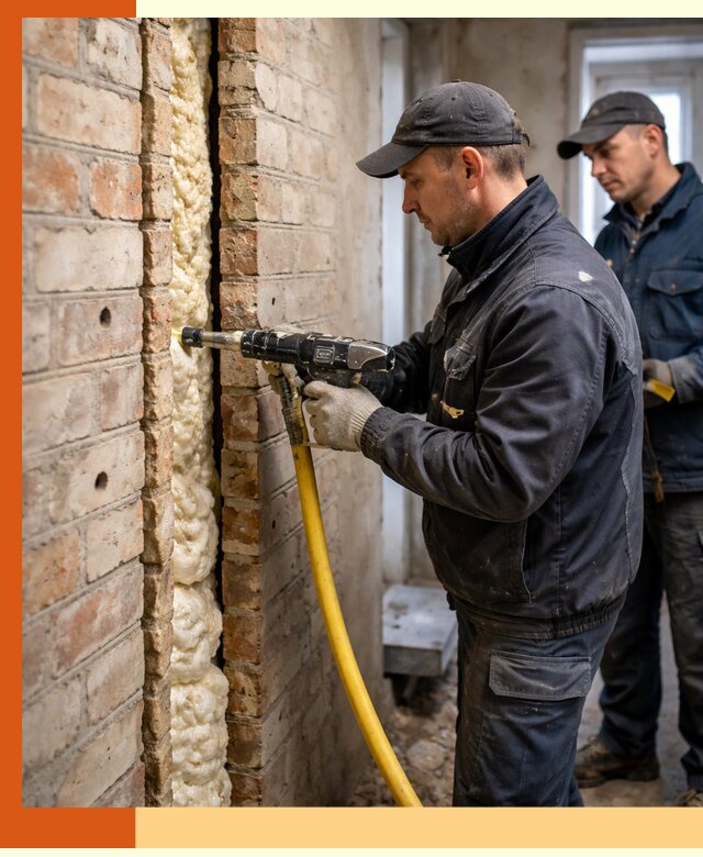 Межстеновое утепление пенополиуретаном в щербинке