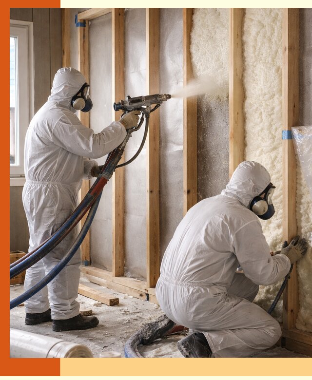 Утепление каркасной стены ППУ в щербинке для домов и коттеджей