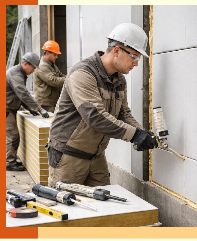 Утепление сэндвич-панелей пенополиуретаном в щербинке
