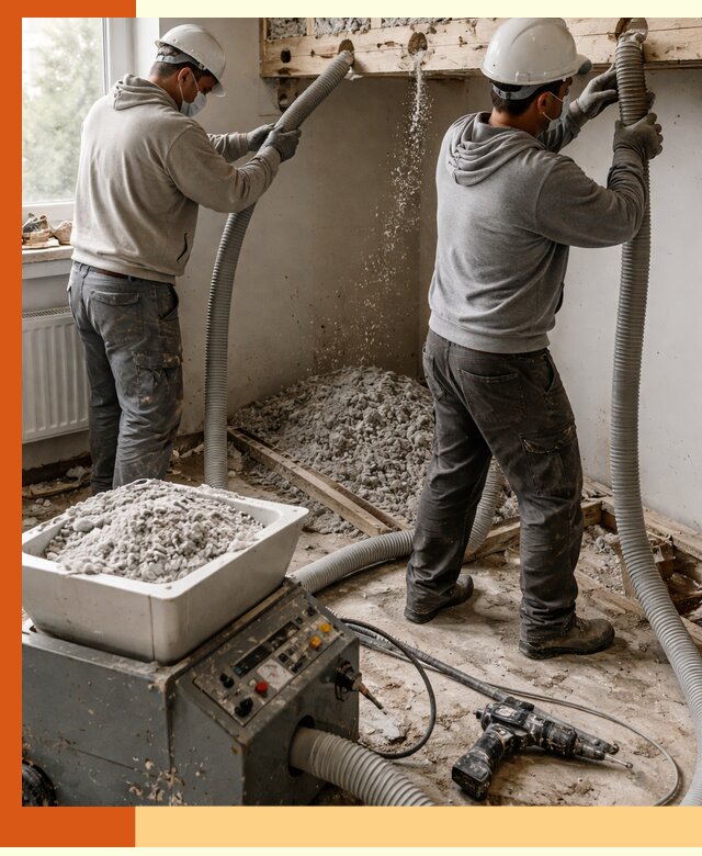 Заполнение пустот перекрытий пеной и наполнителями в щербинке