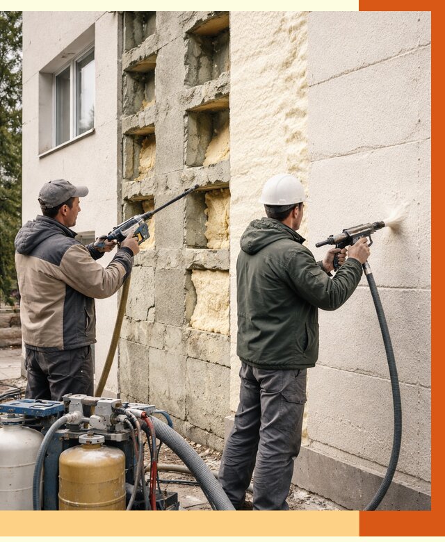 Заполнение пустот фасада в щербинке от 4582 руб. — утепление пустот облицовки | ТепломастерЩрб