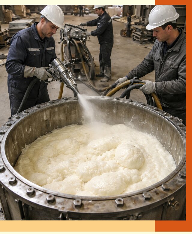 Заливка ППУ в емкости в щербинке от 7382 руб. — утепление емкости под ключ | ТепломастерЩрб