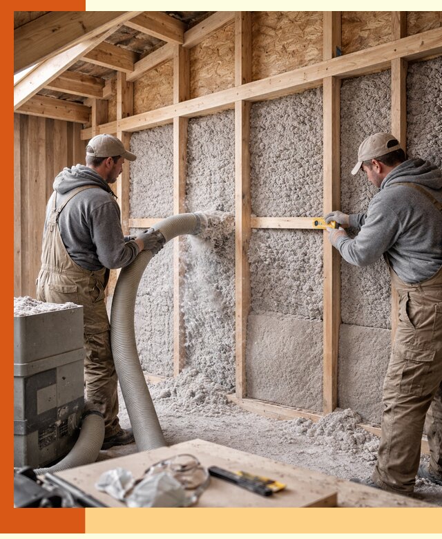 Утепление эковатой стен, потолков и перекрытий в щербинке