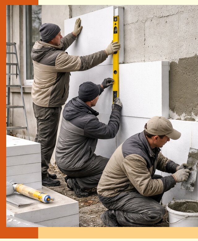 Утепление пенопластом наружных стен и фасадов в щербинке