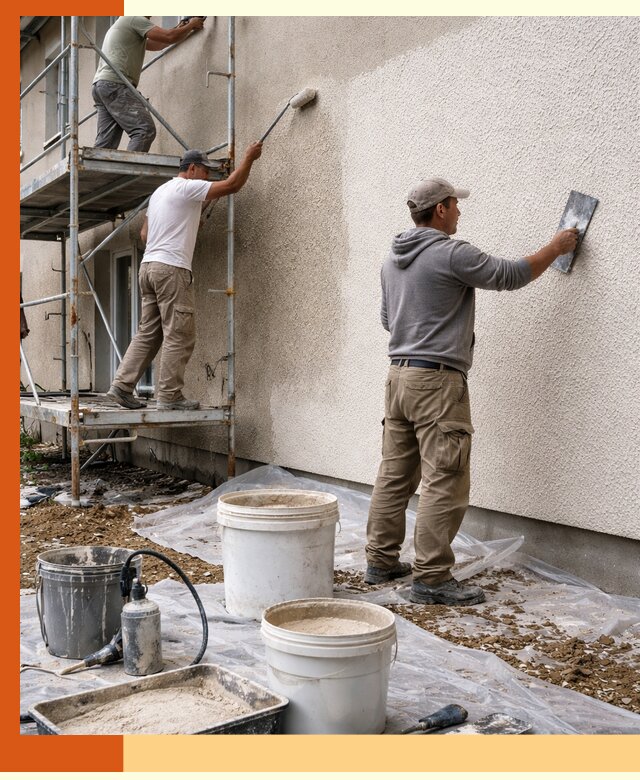 Утепление фасада жидкой пробкой в щербинке