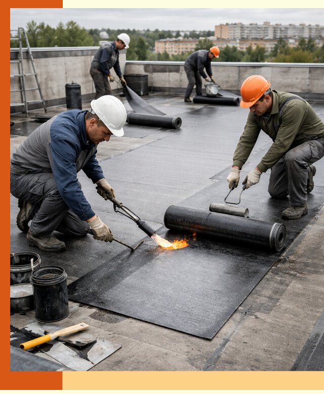 Профессиональная гидроизоляция плоской кровли в щербинке