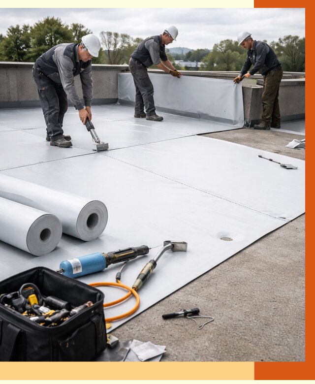 Гидроизоляция мембранной кровли в щербинке от 7637 руб./м² — профессионально | ТепломастерЩрб