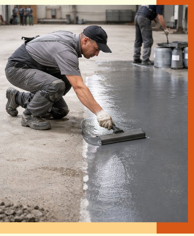 Гидроизоляция промышленного пола в щербинке от 1222 руб./м2 — ТепломастерЩрб специалисты под ключ