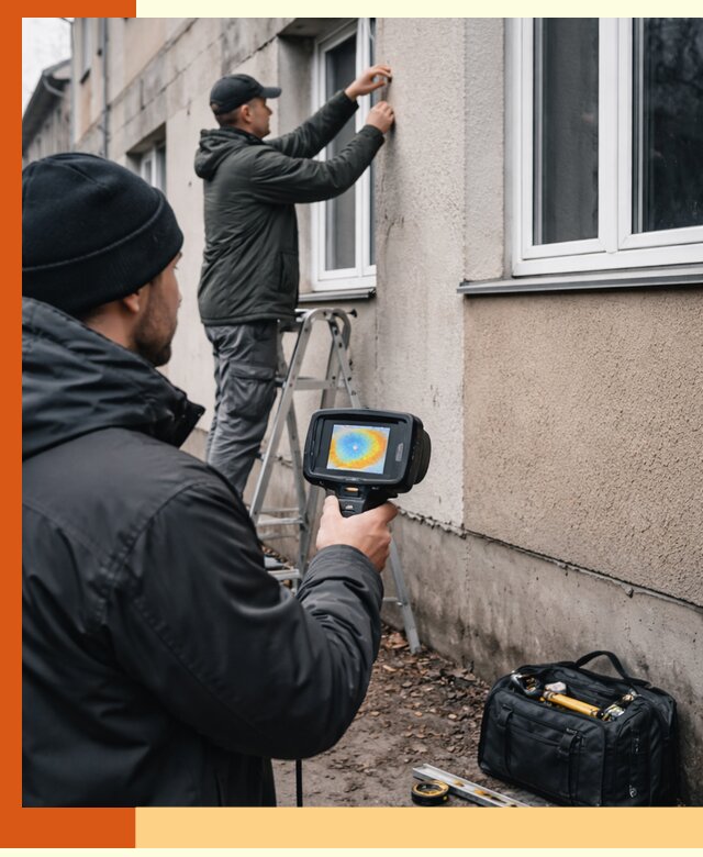 Тепловизионное обследование фасада в щербинке для выявления дефектов