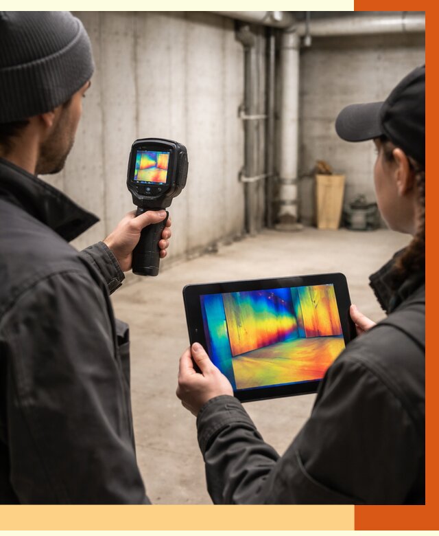Тепловизионное обследование подвала в щербинке от 4582 руб. — проверка гидроизоляции | ТепломастерЩрб