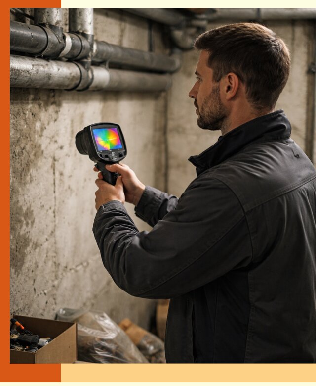 Тепловизионное обследование подвала в щербинке для поиска утечек тепла