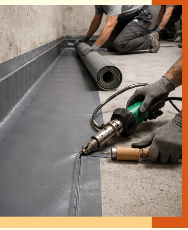 Монтаж гидроизоляционной мембраны в щербинке от 1013 руб/м2 | ТепломастерЩрб